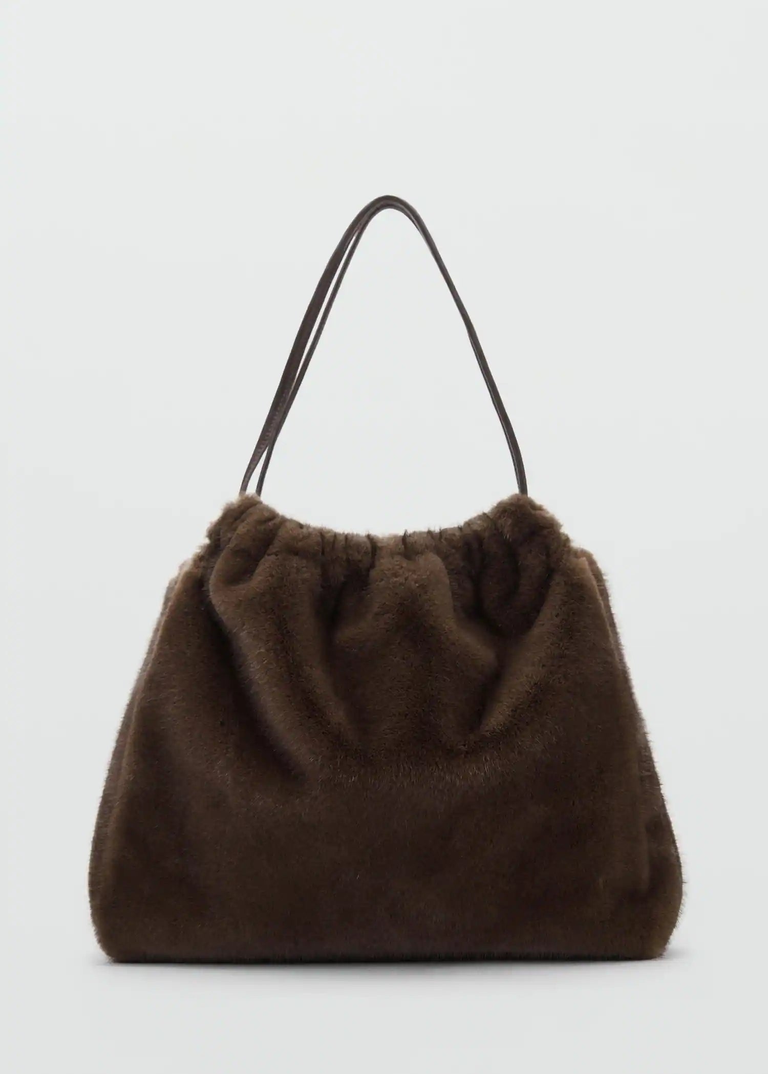 Fur Effect Shoulder Bag Chocolate