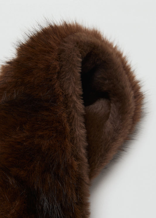 Fur Effect Scarf Brown