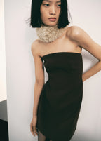 Fur Effect Scarf Beige