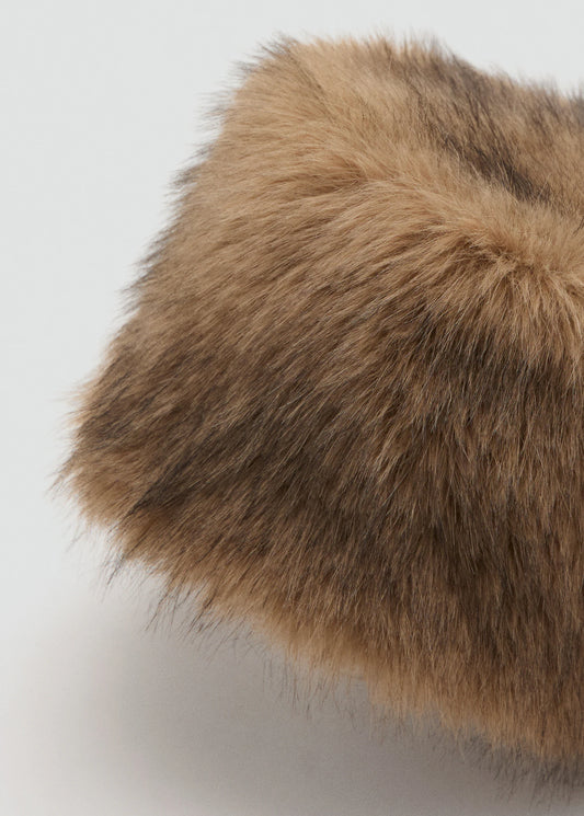 Fur Effect Hat Medium Brown