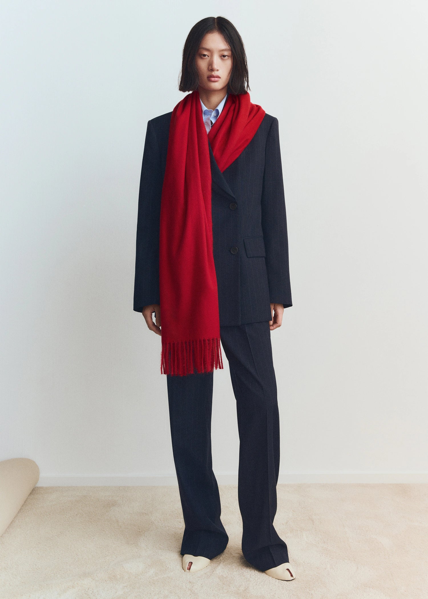 Fringed Edge Scarf Red