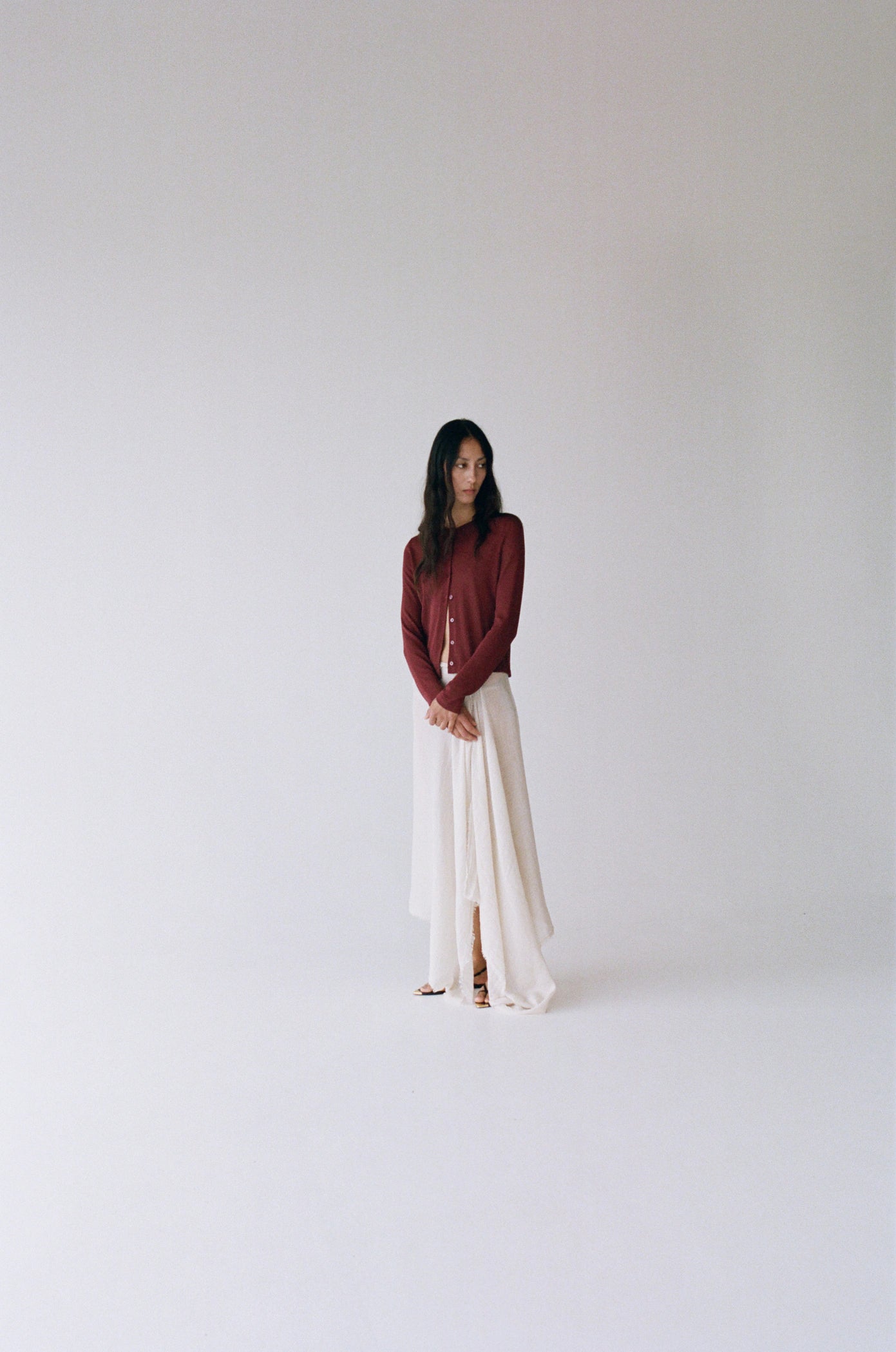 Frayed Edge Scarf Ecru