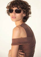 Frameless Sunglasses With Metal Temples Gold