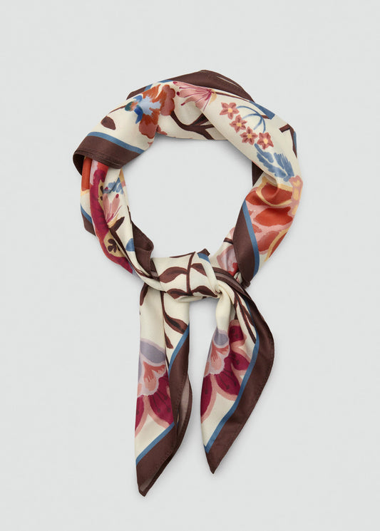 Floral Print Scarf Chocolate