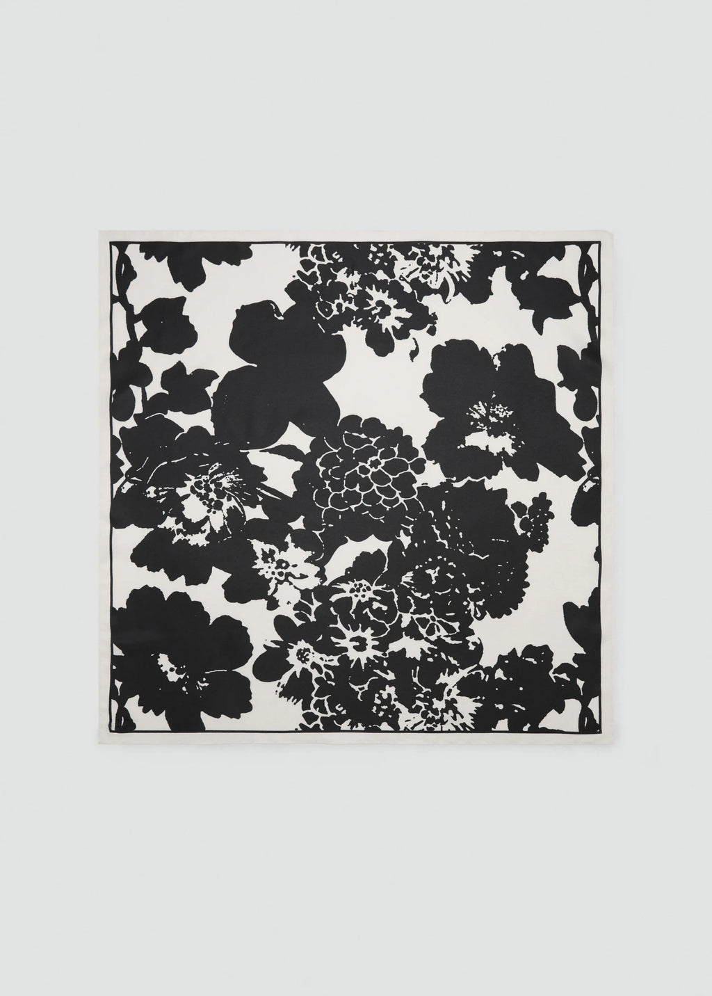 Floral Print Satin Scarf Black