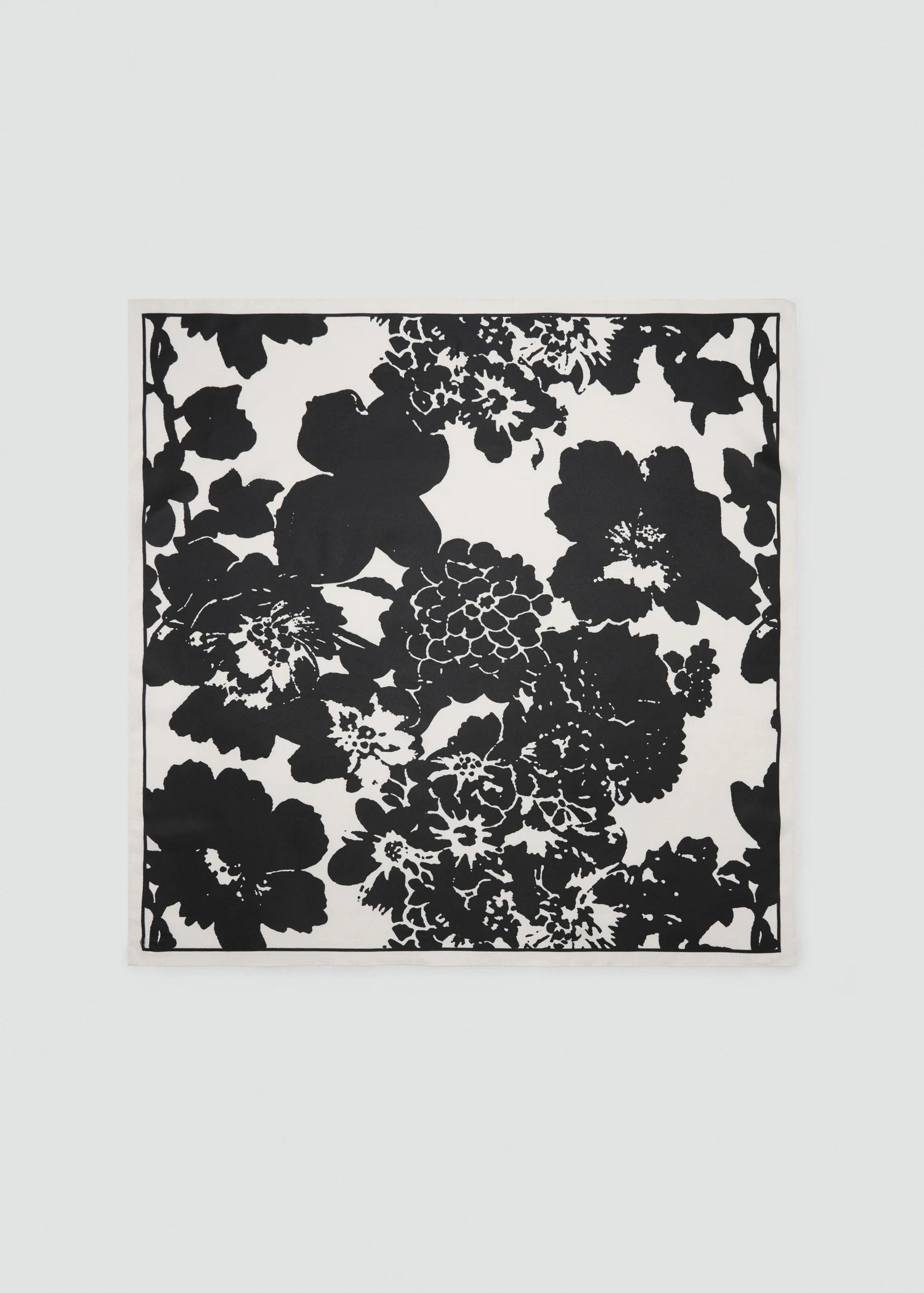 Floral Print Satin Scarf Black