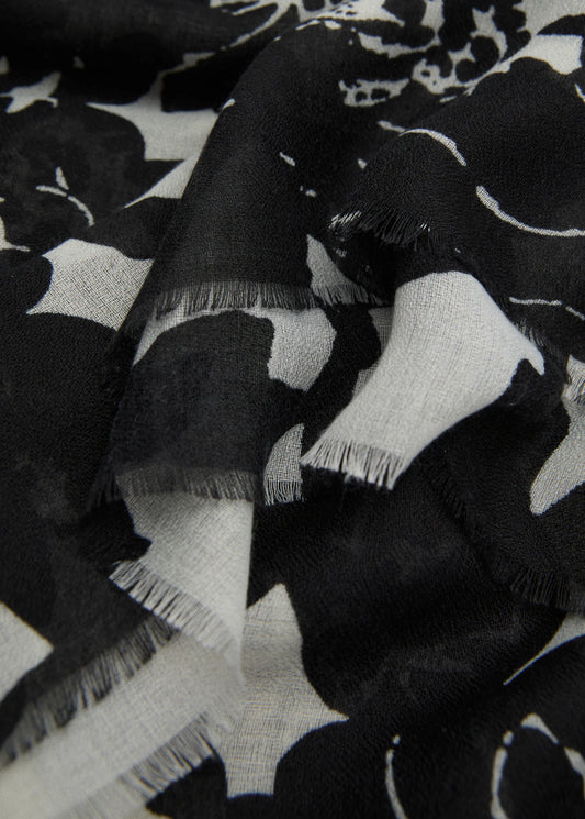 Floral Print Scarf Black