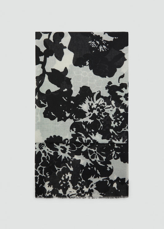 Floral Print Scarf Black