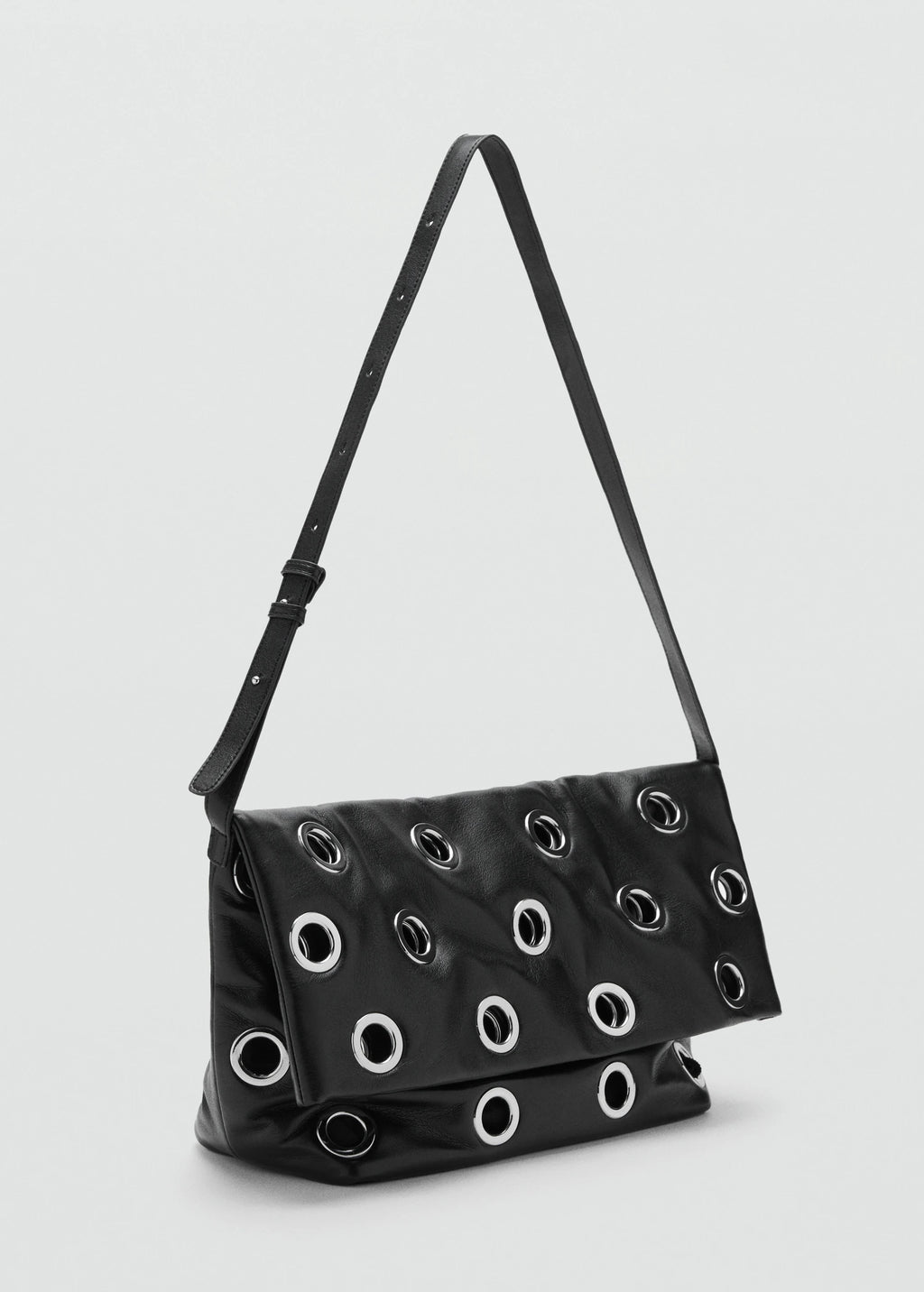 Crossbody Bag With Eyelets Black