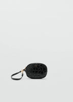 Croc Effect Keyring Purse Black