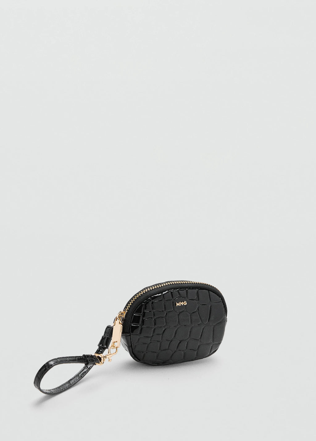 Croc Effect Keyring Purse Black