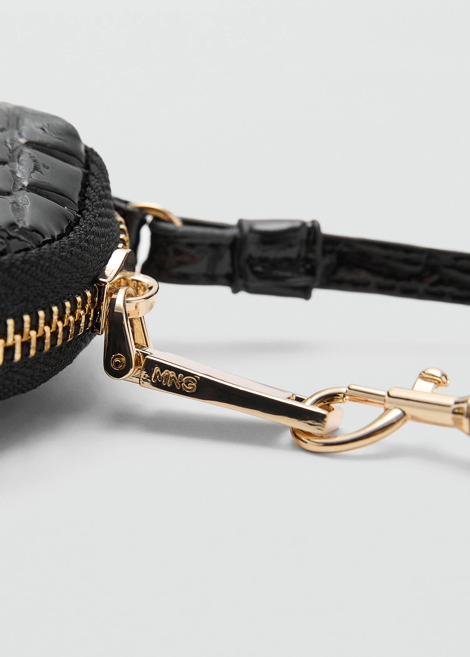 Croc Effect Keyring Purse Black