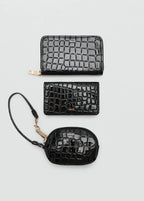 Croc Effect Keyring Purse Black