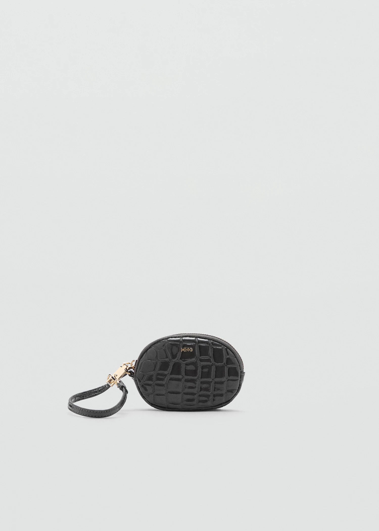 Croc Effect Keyring Purse Grey