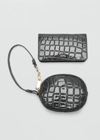 Croc Effect Keyring Purse Grey
