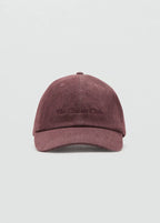 Cotton Cap With Embroidered Slogan Maroon