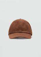Cotton Cap With Embroidered Slogan Brown