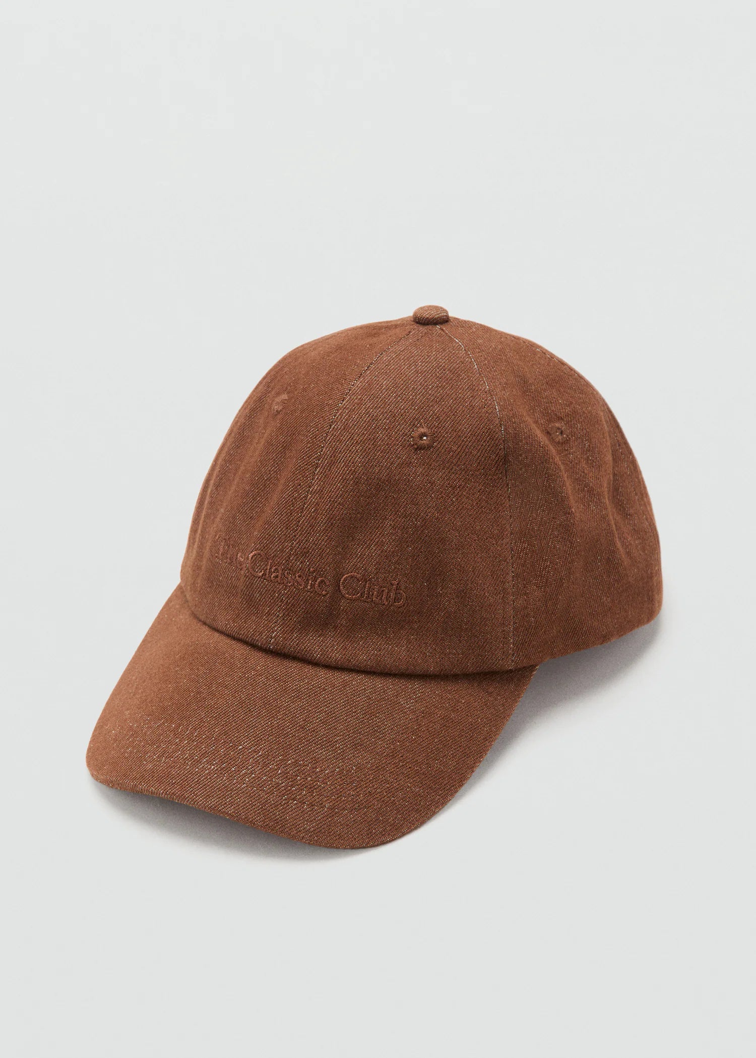 Cotton Cap With Embroidered Slogan Brown