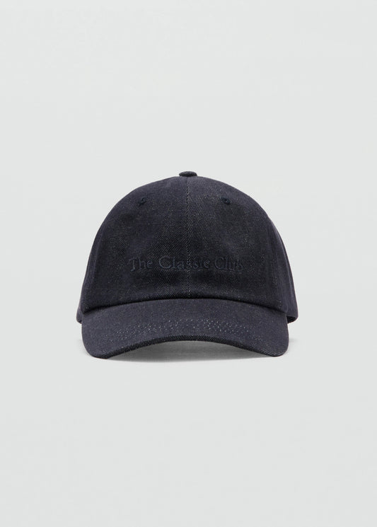 Cotton Cap With Embroidered Slogan Dark Blue
