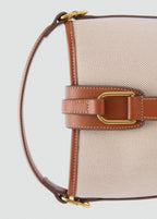 Contrasting Canvas Bucket Bag Leather