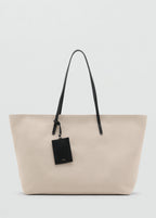 Contrast Canvas Shopper Bag Off White