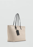 Contrast Canvas Shopper Bag Off White