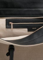 Contrast Canvas Shopper Bag Off White