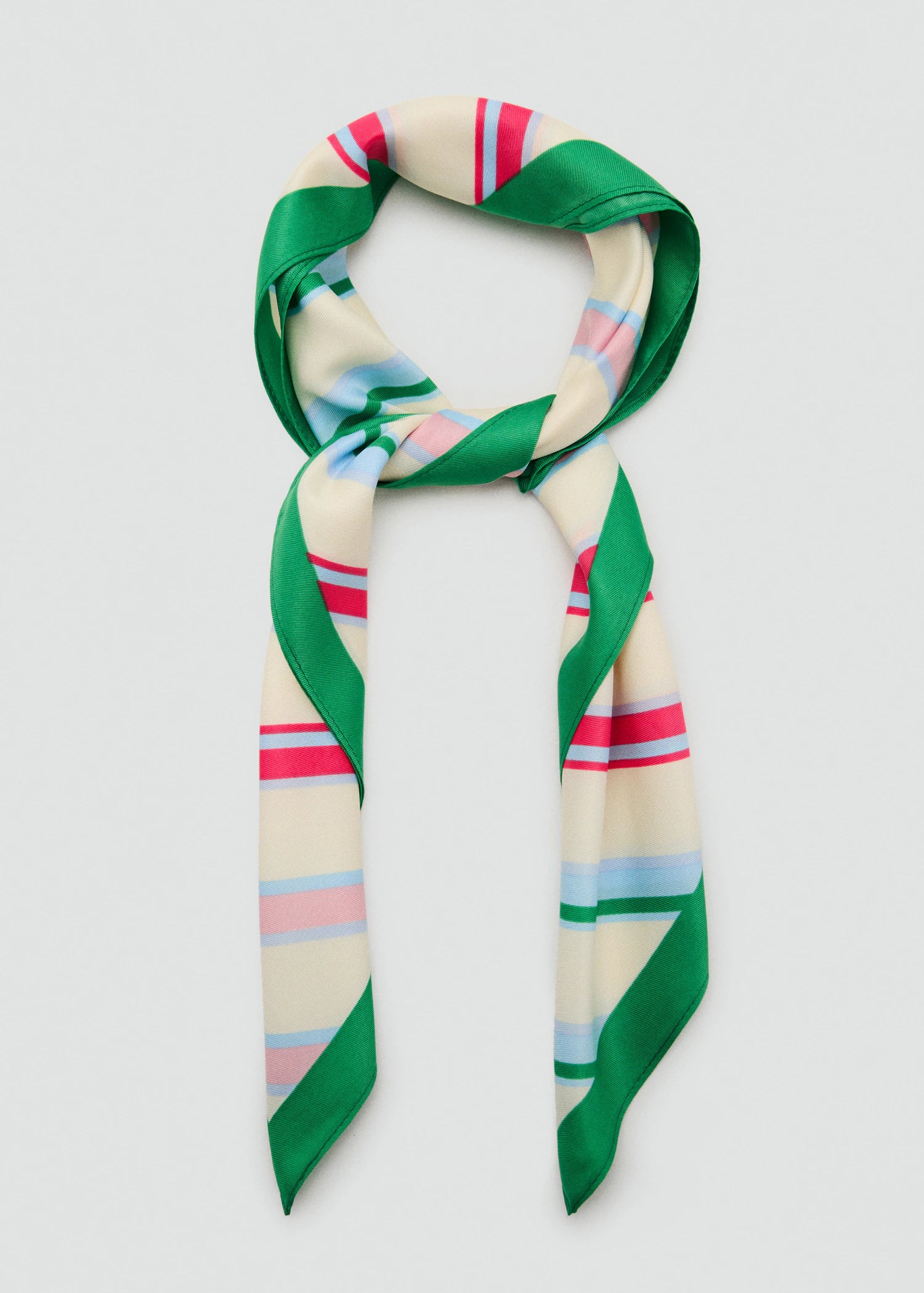 Combined Striped Printed Scarf Green