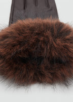 Combined Leather Glove Chocolate