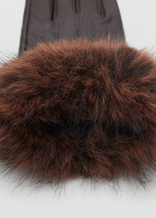 Combined Leather Glove Chocolate