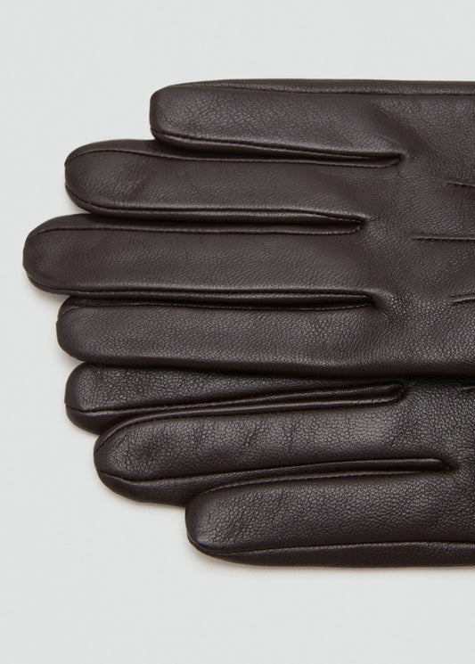 Combined Leather Glove Chocolate