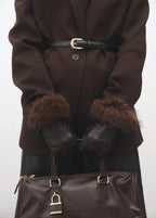 Combined Leather Glove Chocolate