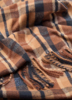 Check Scarf With Fringed Ends Brown