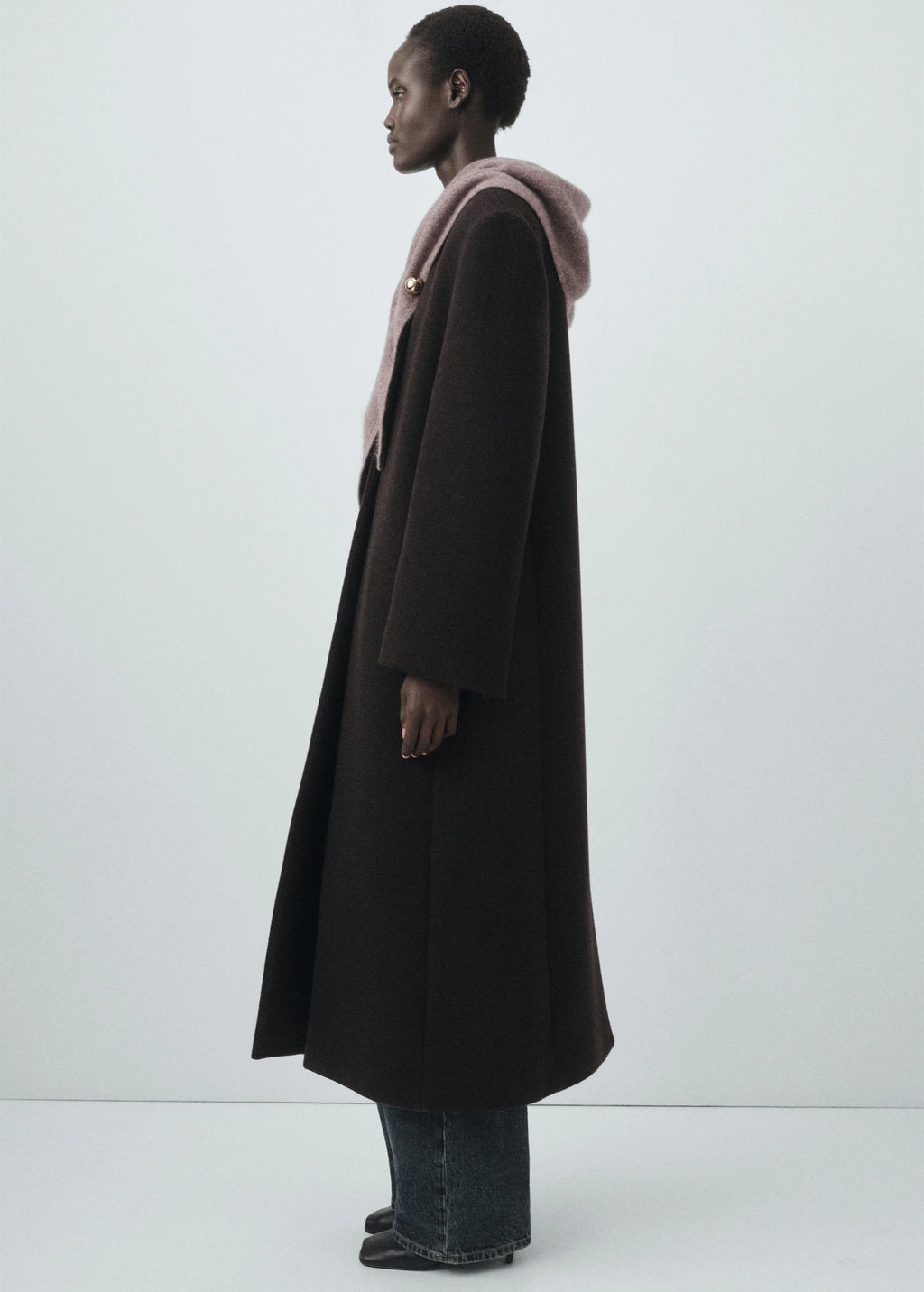 Cashmere Blend Knitted Shawl Medium Brown