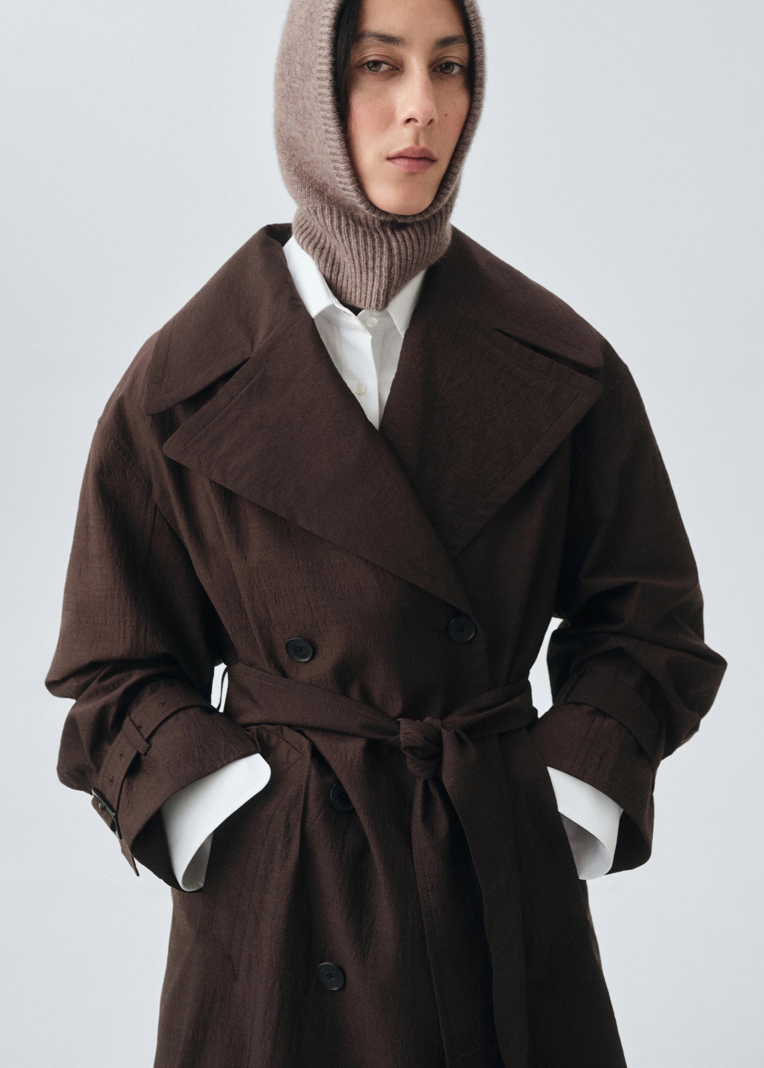 Cashmere Wool Blend Balaclava Medium Brown