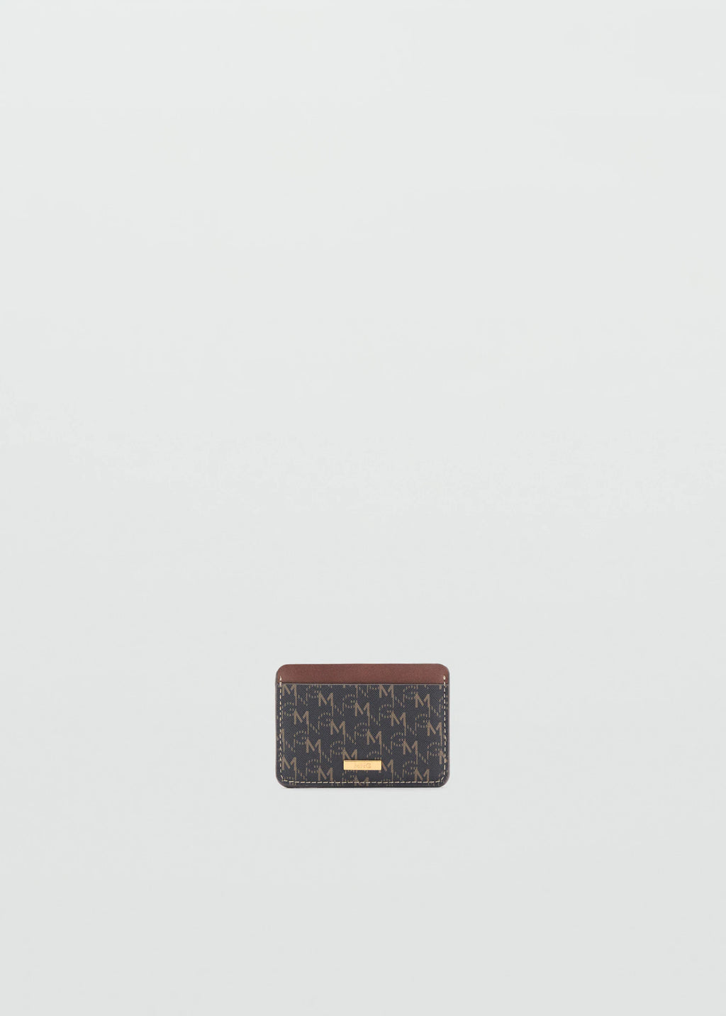 Card Holder With Printed Logo Brown