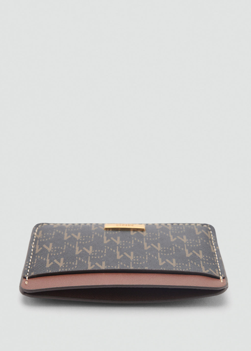 Card Holder With Printed Logo Brown