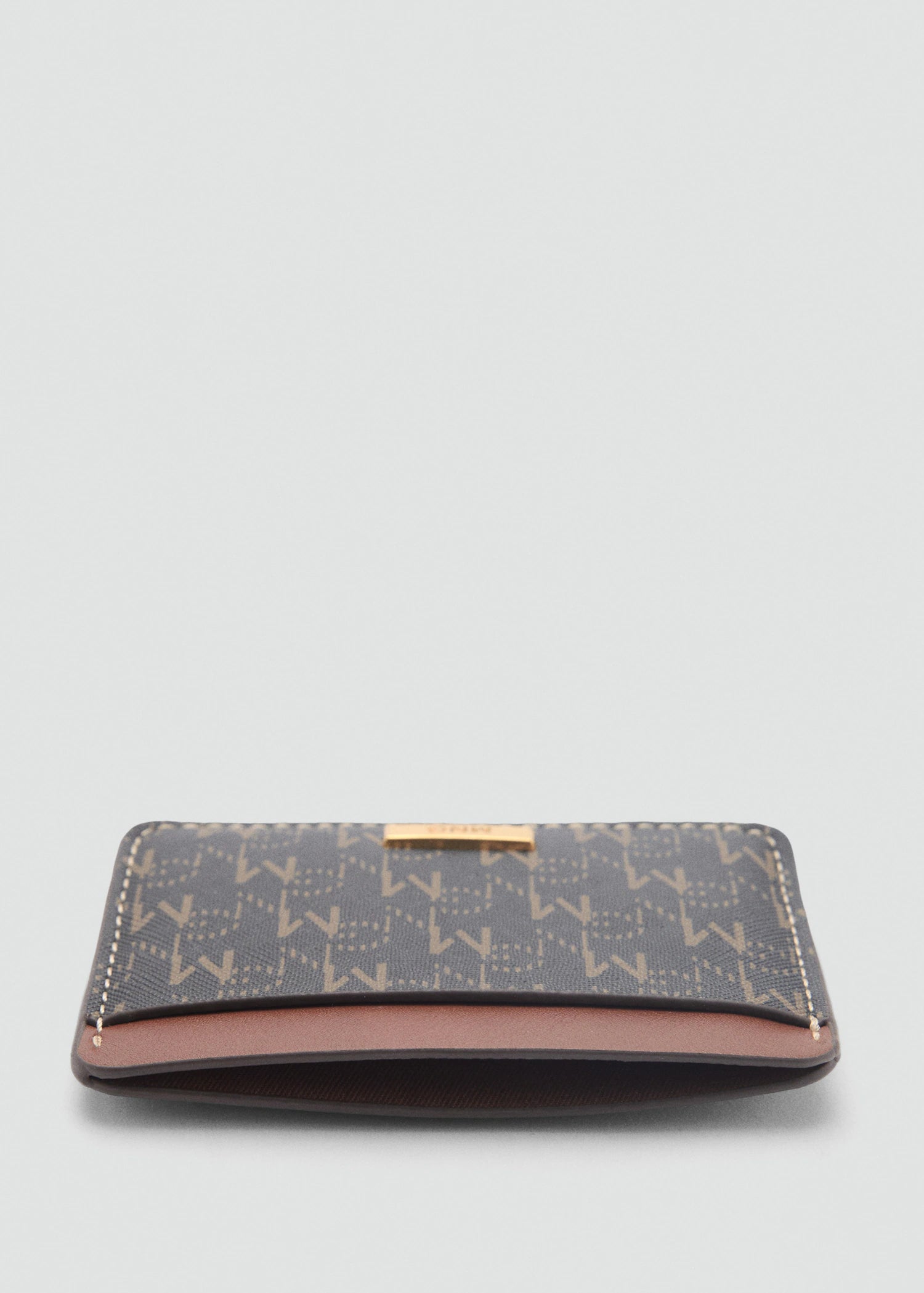 Card Holder With Printed Logo Brown