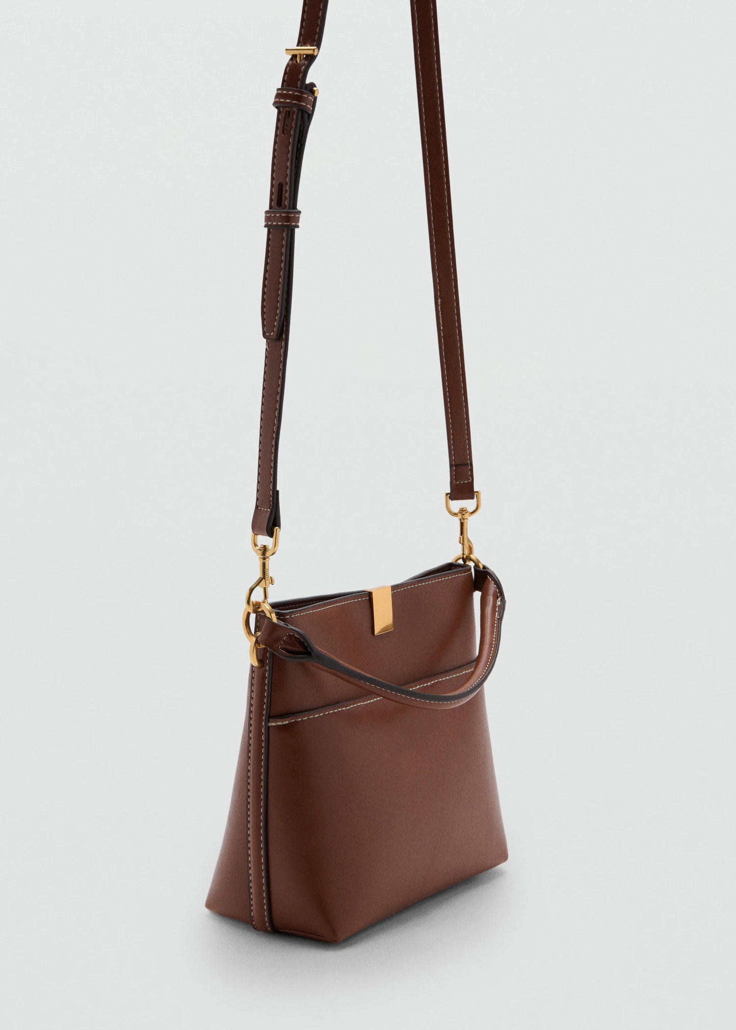 Bucket Bag With Metal Detail Leather