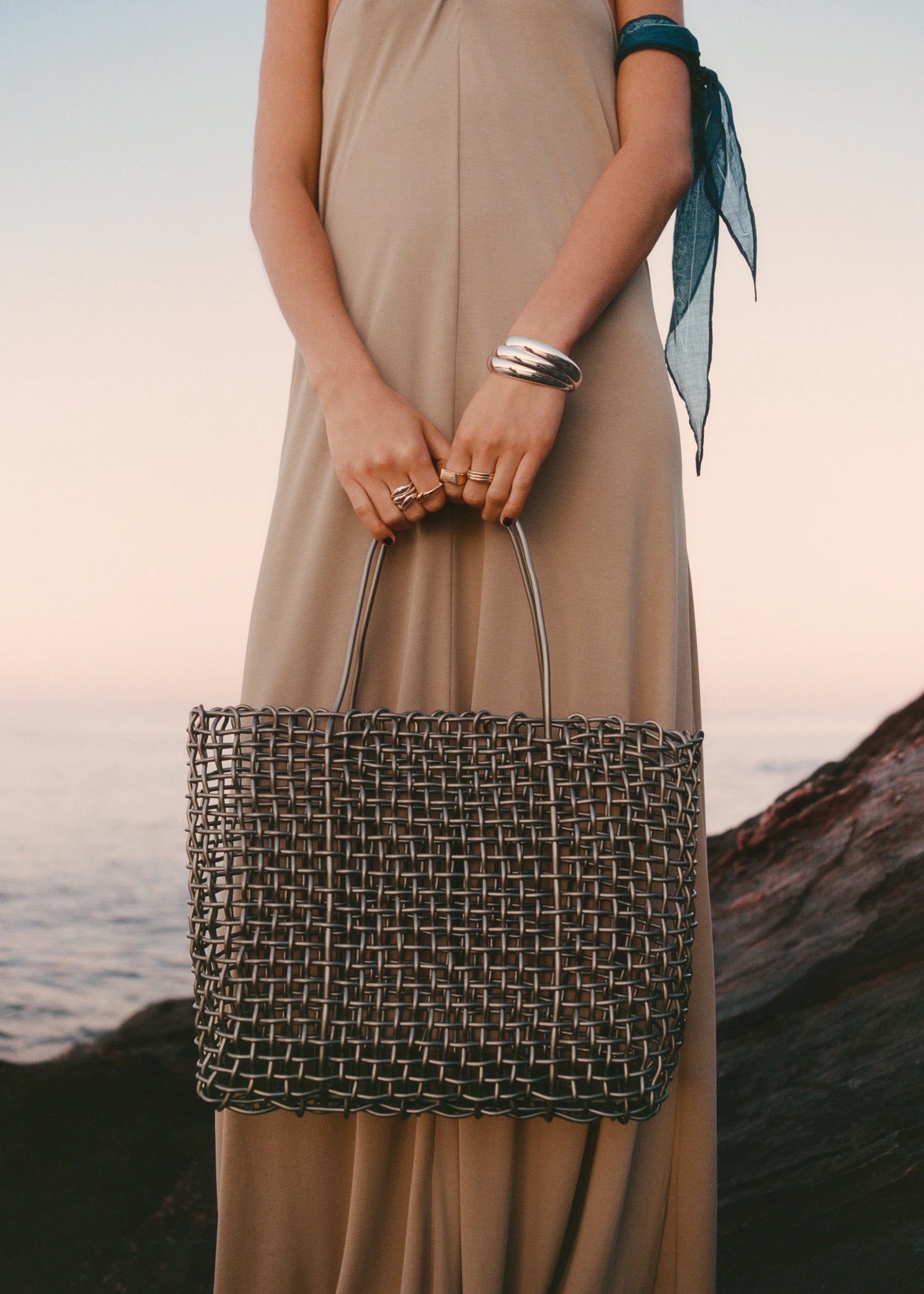 Braided Shoulder Bag Dark Silver