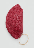 Braided Leather Clutch Bag Red