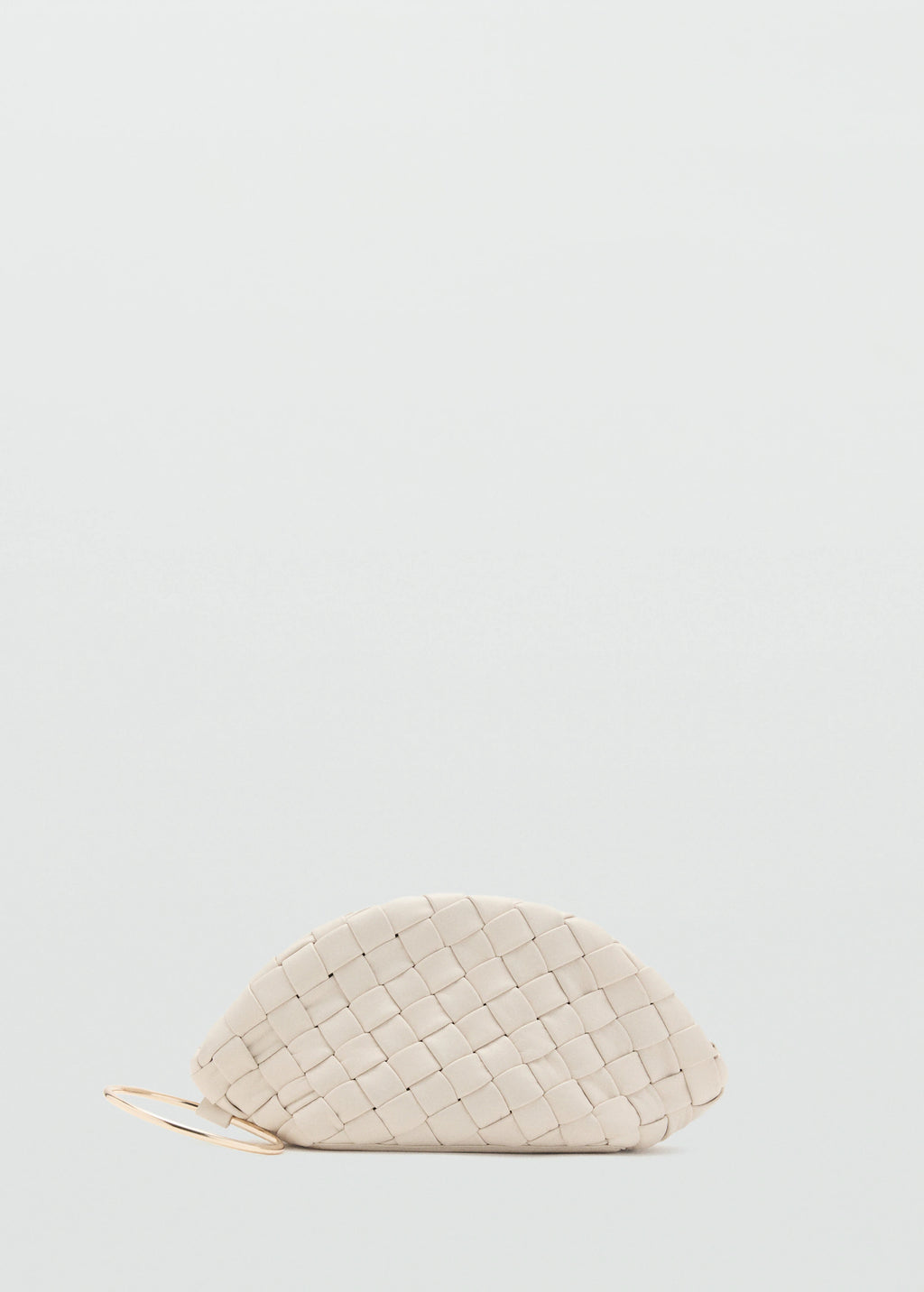 Braided Leather Clutch Bag Off White