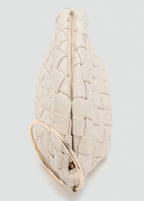 Braided Leather Clutch Bag Off White