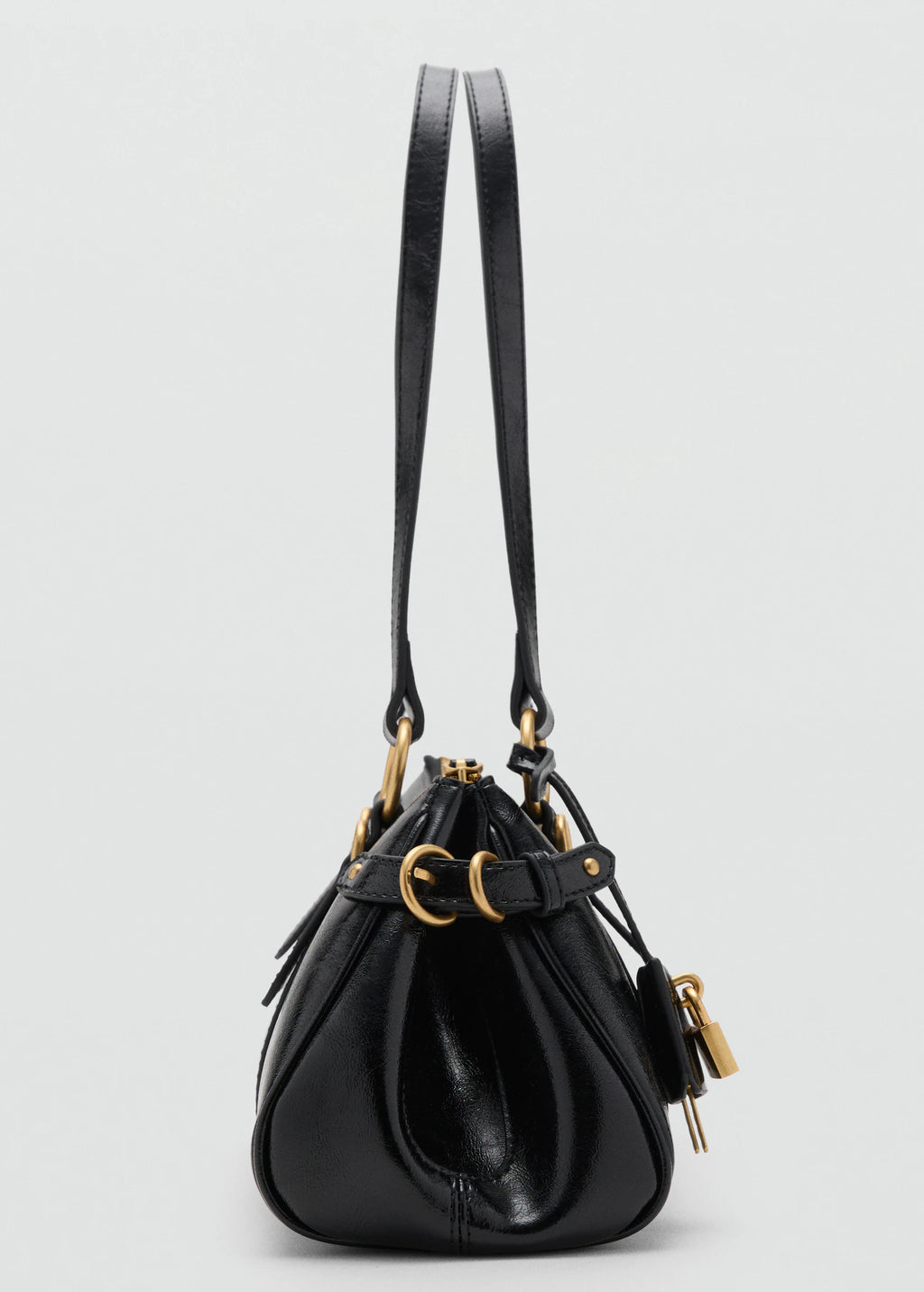 Bowling Shoulder Bag With Charm Black