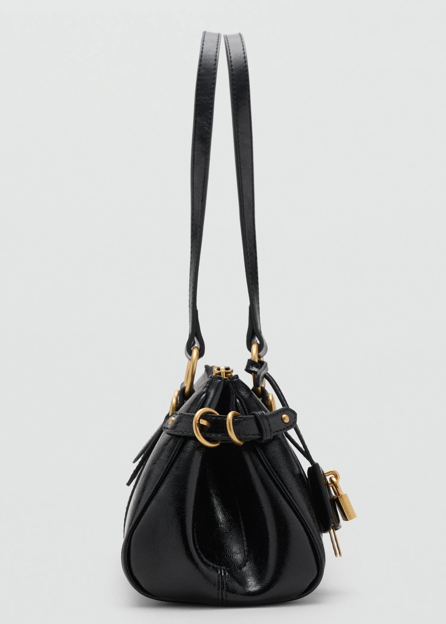 Bowling Shoulder Bag With Charm Black
