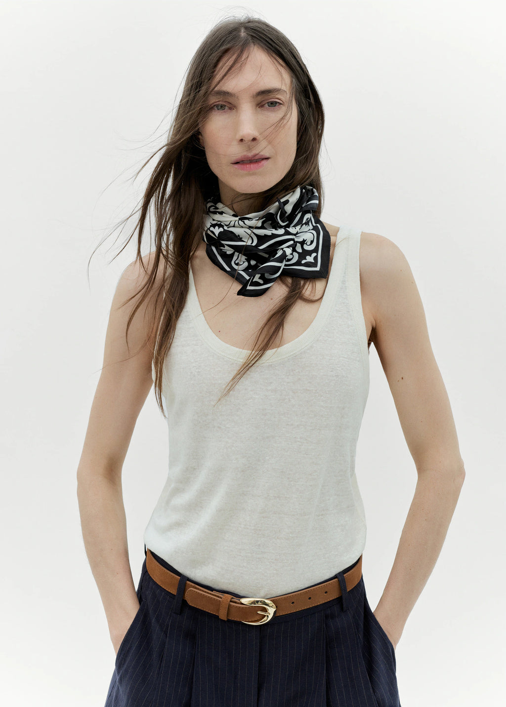 Bicolour Printed Scarf Black