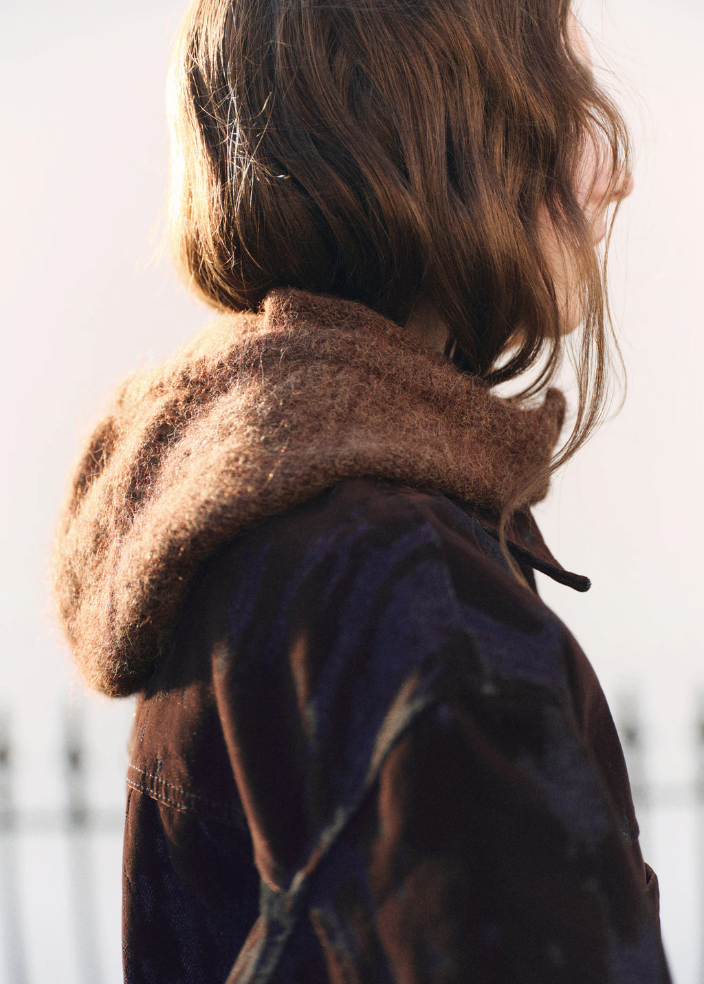 Balaclava Knit Buttons Brown