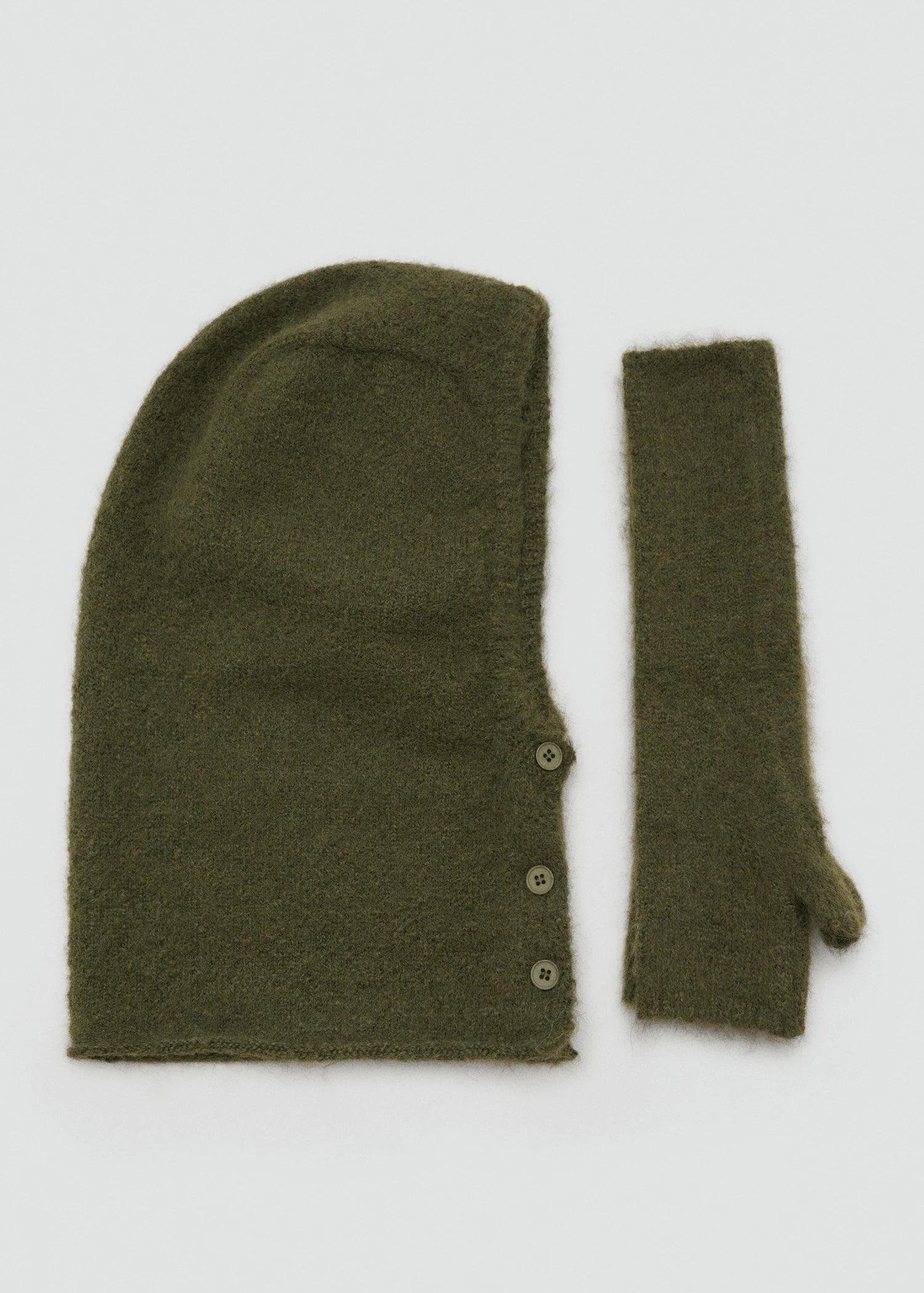 Balaclava Knit Buttons Khaki