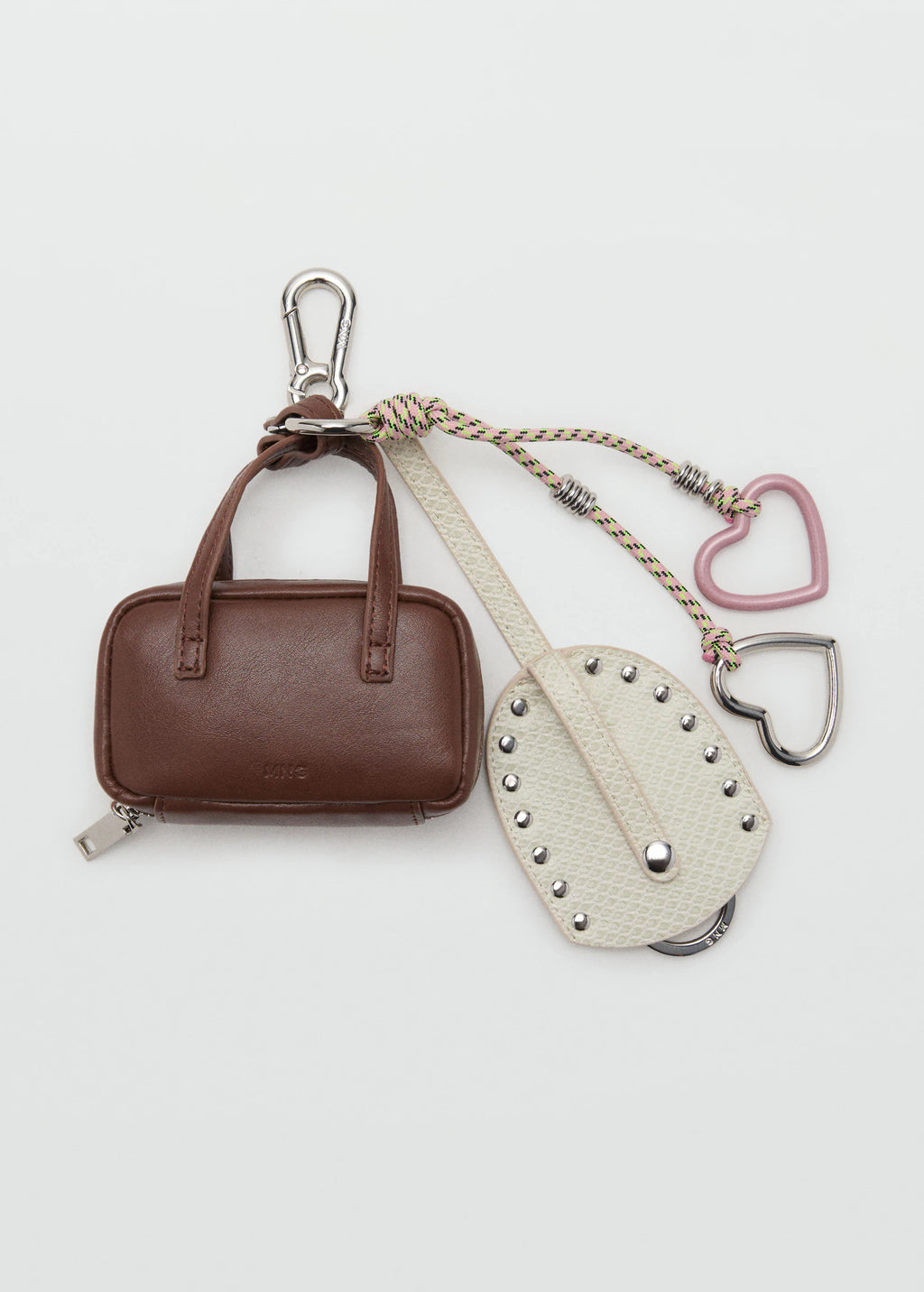 Bag With Multi Charm Keyring Brown