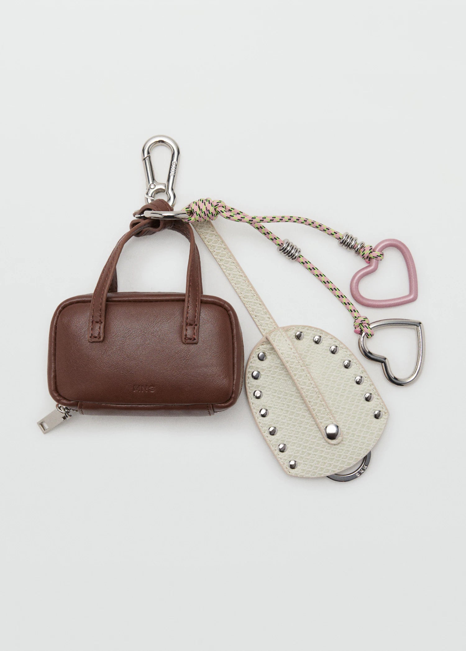 Bag With Multi Charm Keyring Brown